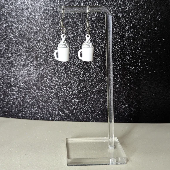 Coffee with whipped cream white drop earrings - Picture 7 of 7